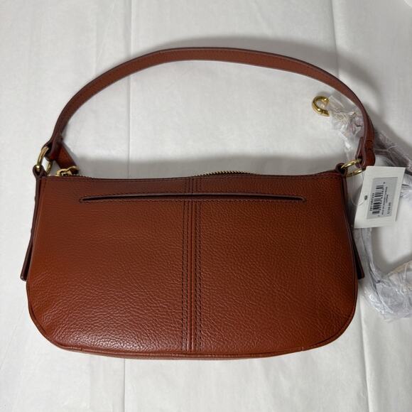 Fossil Jolie Leather Crossbody Bag Purse NWT Cayenne Brown Rust Pebbled - Picture 3 of 10